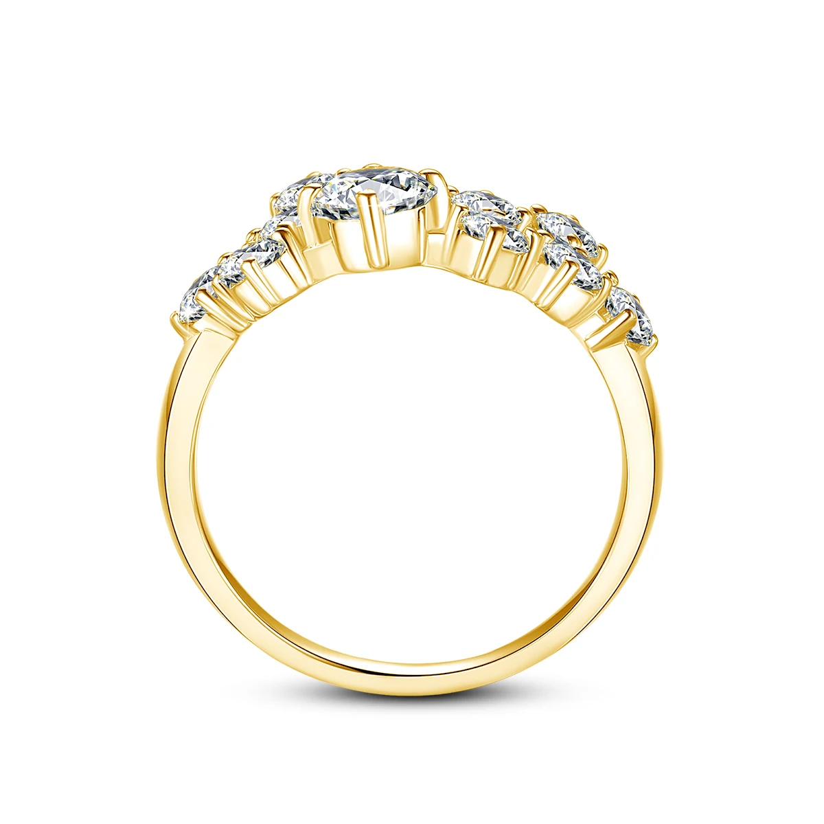 Trendige Moissanit-Ringe mit vielen Steinen in D-Farbe, zertifizierter Luxus-Designerschmuck für Frauen, funkelndes, einzigartiges Geschenk für Damen. – Detail 4