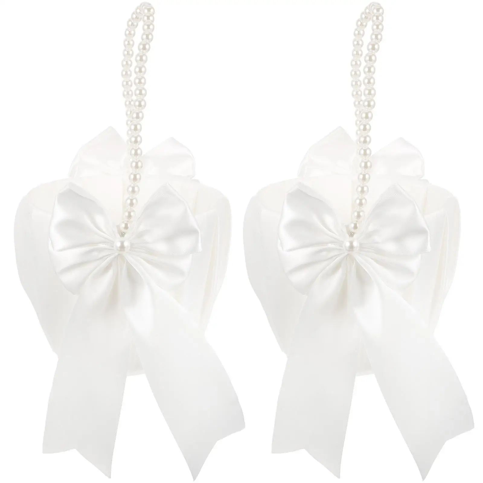 

2Pcs Wedding Flower Girl Baskets for Storing Petals Fabric Classic Pearl Suitable for Flowers Fruits C ies Home Storage Decor
