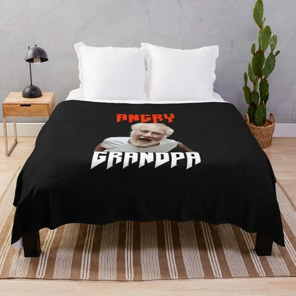 angry grandpa Throw Blanket Personalized Gift valentine gift ideas Plaid on the sofa christmas gifts Blankets