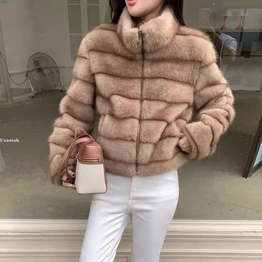 

Women's Fur Coat 2025 Winter New Korean Sle Retro Loose Thiened Stand Collar Eco-friendly Long Sve Cotton Jaet