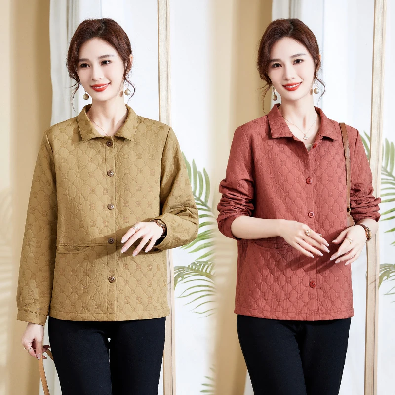 

Autumn Winter Women Midi Plaid Quilted Coats Fashion Female Korean Clothing New Solid Casual letter Long Sleeve Jackets