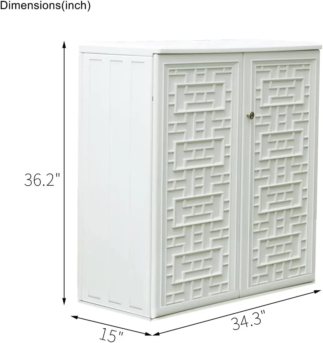 Armoire de rangement intérieure et extérieure étanche avec étagère, armoires d'extérieur en plastique pour .c/ jardin/arrière-cour, beige clair