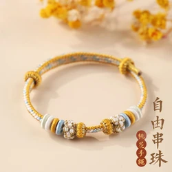 Original Semi-Finished Eight-Strand Red Rope Bracelet Wearable Gold Diy Lucky Woven Hand Strap Natal Year Gift