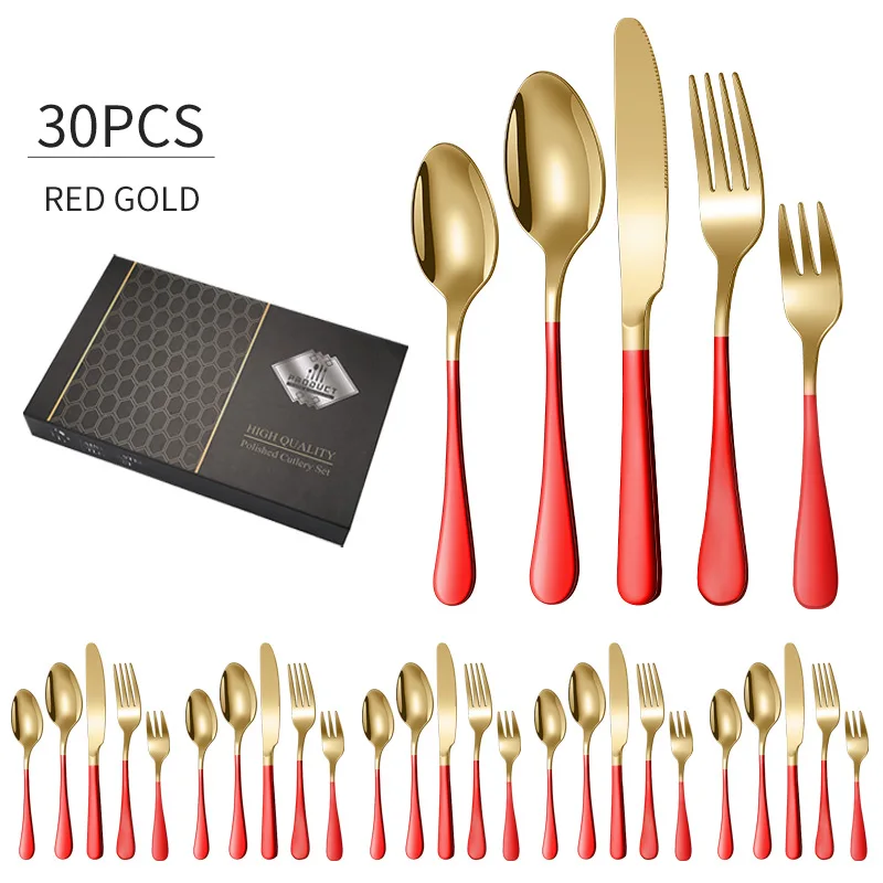 Luxury High Quality Tableware Cutlery Travel Set Dinner Fork Stainless Steel Dinnerware Flatware 30 Piece Flatware Set