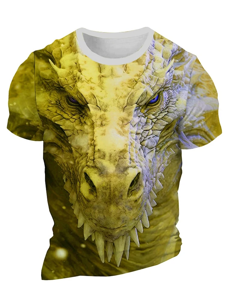 Men's T-shirt 3D dragon print summer daily casual men's street T-shirt short sleeved outdoor sports city fashion men's T-shirt image 6