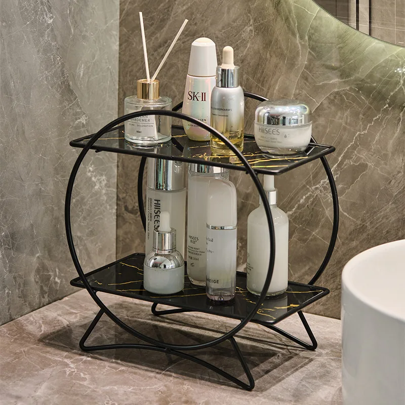 2-poziomowy organizer łazienkowy Blat Organizer do makijażu Przechowywanie kosmetyków Stojak ekspozycyjny Taca na przybory toaletowe Komoda Uchwyt na perfumy Złoty