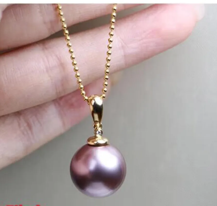

Очаровательное ожерелье из натурального лавандового фиолетового круглого жемчуга диаметром 13-14 мм, кулон 5978AAA