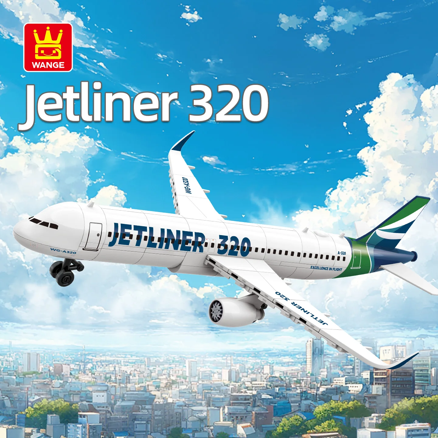 Wange 4008 Jetliner 320 Building Blocks 130pcs Small Particle Plane Model Kit Assembly Toy Gift for Kids