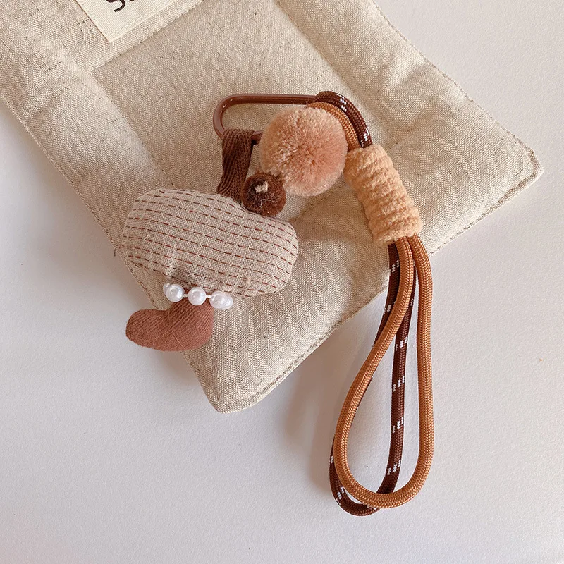 Fabric Mushroom Car Keychain Bag Charm Phone Strap for Women Korean Ins Style Fresh Forest Lightweight Non Slip Daily