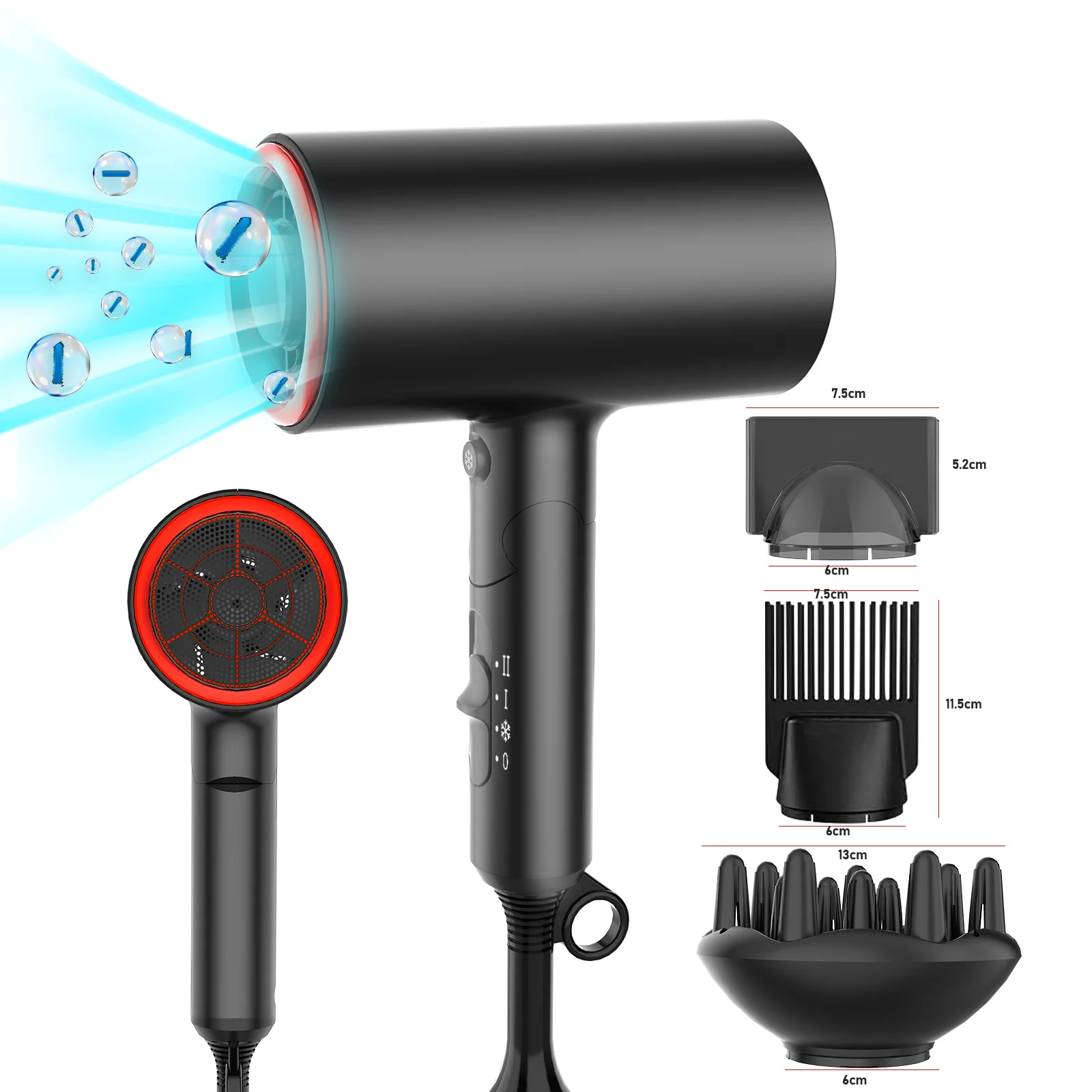 

Профессиональный ионный фен 1800 Вт со складной ручкой, двигатель постоянного тока с отрицательными ионами, настройки горячего нагрева для домашнего использования в отеле, электрический