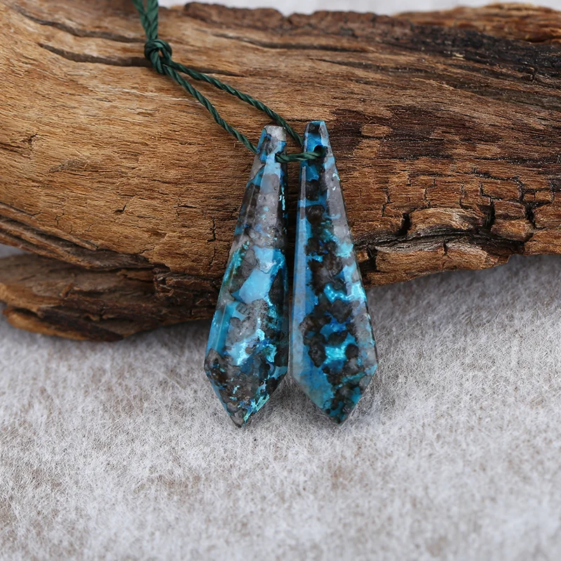 

Natural Chrysocolla Irregular Shape Earring Beads for Jewelry Making, Handmade Natural stones beads