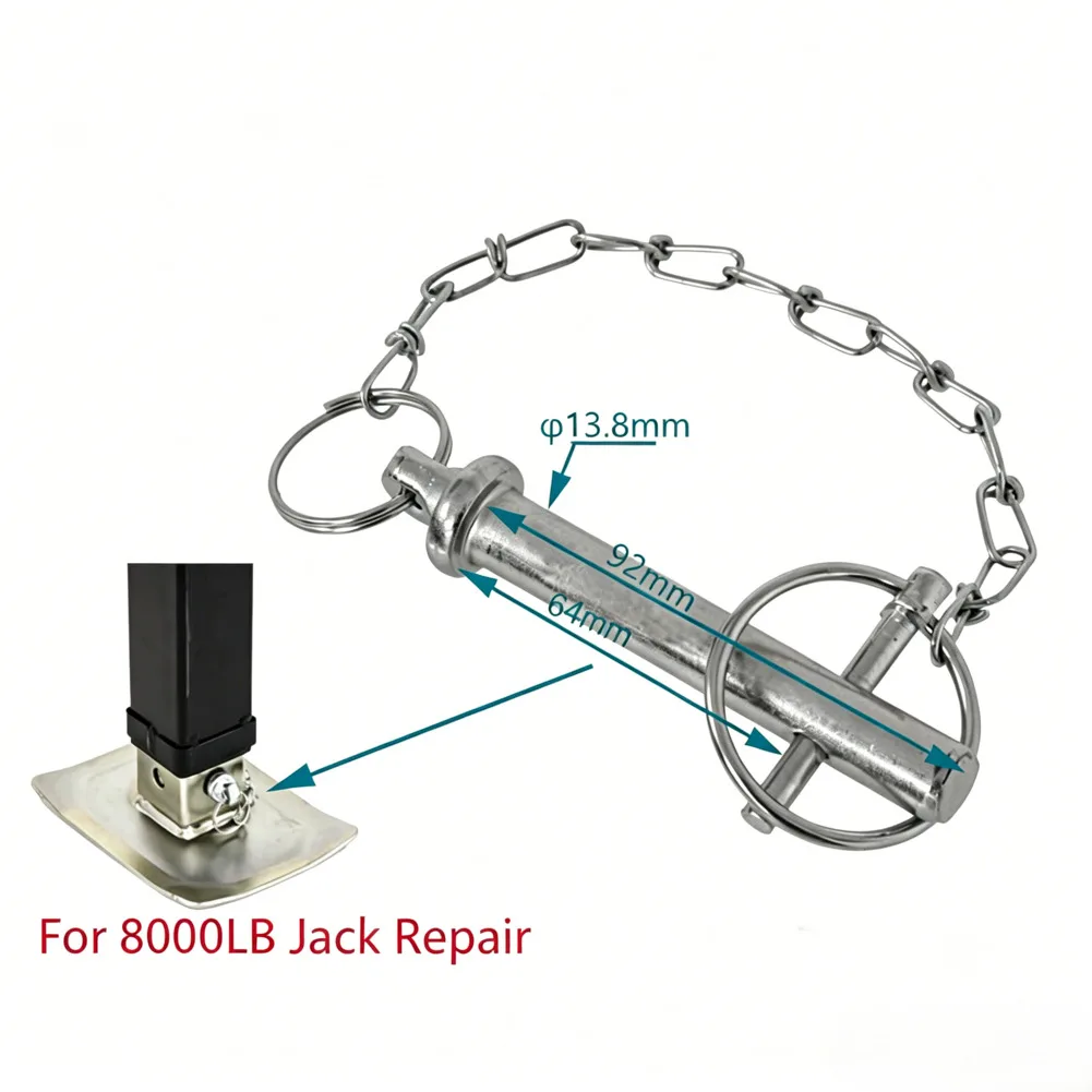 For trailer Jack Chain Pin 8000LB Capacity for For stabilizer Leg Replacement Galvanized Finish 9.2x6.4x1.38cm