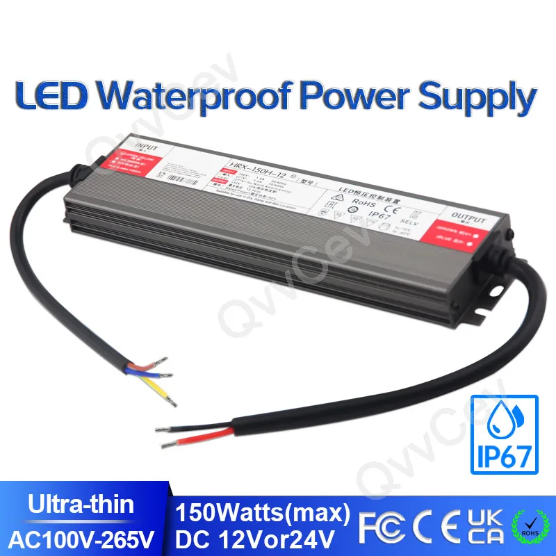 

150W LED Driver DC12V DC24V IP67 Waterproof Lighting Transformers for Outdoor Lights Power Supply AC100-265V 150W