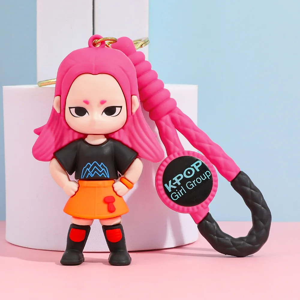 Kpop dos desenhos animados caçadores de demônios pequeno tigre chaveiro pingente anime monstro caça menina chaveiro saco pendurado decoração presente natal