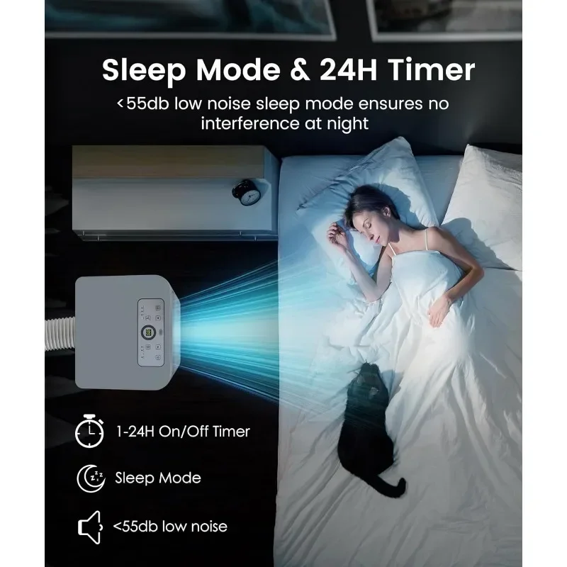 Joy Pebble AC portabel dengan kipas pendingin Dehumidifier pengatur waktu Mode tidur, pengendali jarak jauh dan peralatan jendela