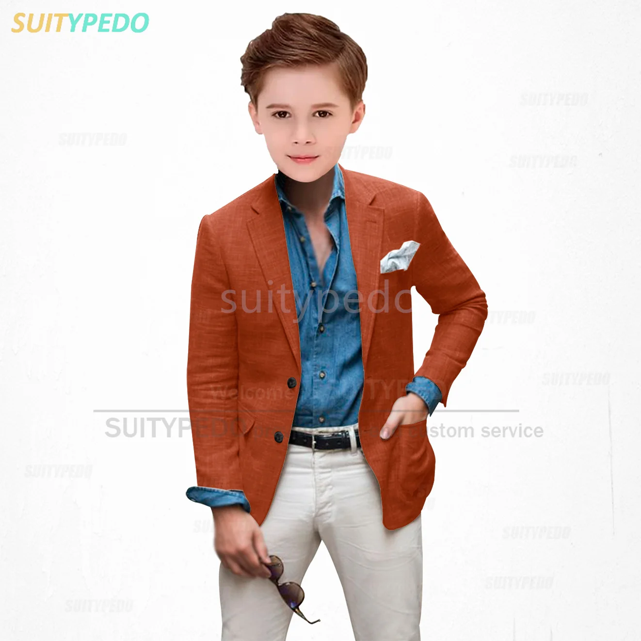 

Boys Classic Linen Blazer Birthday Party Tailor-made Fashion Elegant Costumes School Ceremony Children Slim Fit Jacket 1 Piece