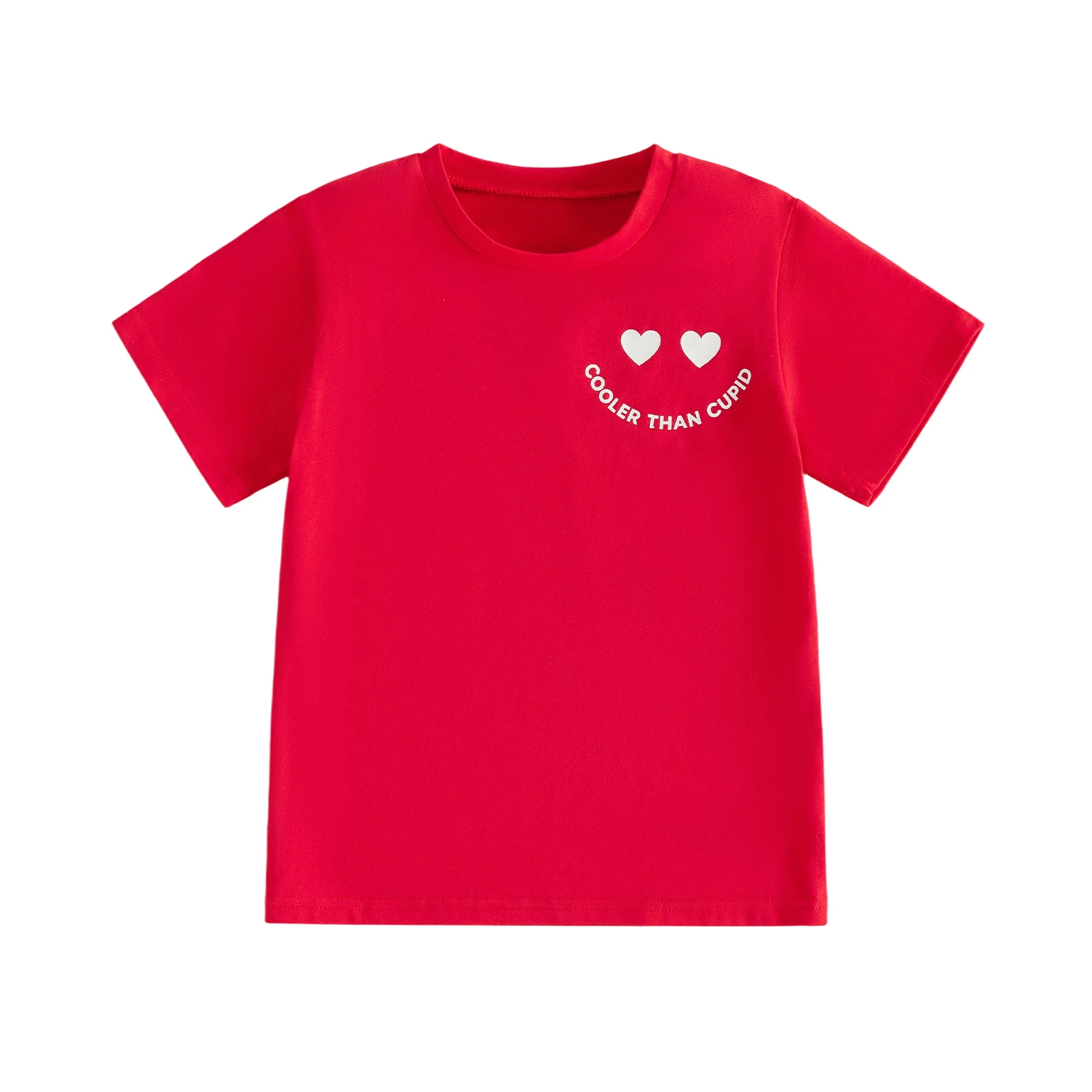 Boys Valentines Day Shirt Back and Front Printed Crewneck Short Sleeve Tops