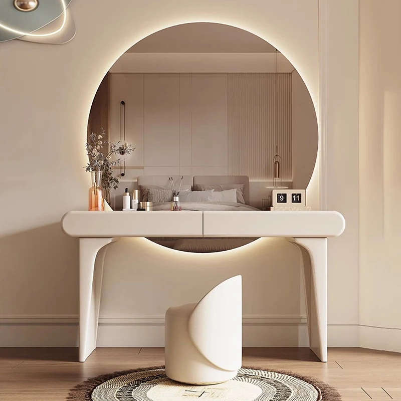 

Современный женский туалетный столик для спальни, белые ящики для хранения, туалетный столик, зеркало, стул, ювелирные изделия, деревянные туалетные столики, модная мебель