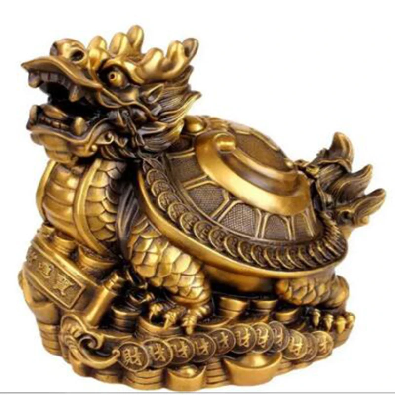 Copper Statue Fengshui copper money blessing word dragon turtle ornament eight trigrams dragon head turtle mother son dragon tur