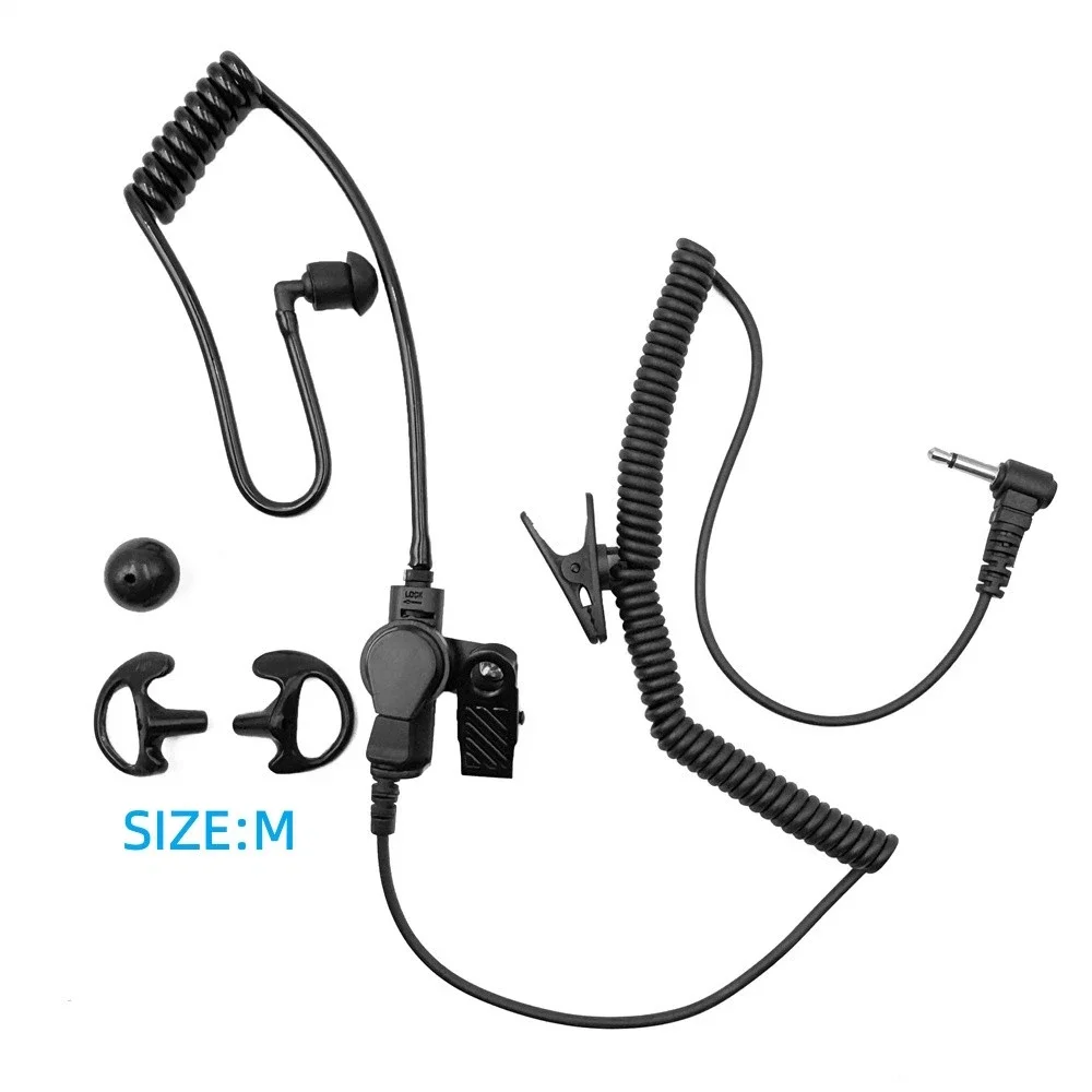 3.5mm Acoustic Tube Headset Black Two-Way Radio Earpiece Acoustic Tube Earbud Strong Walkie Talkie Headset For Senior Security