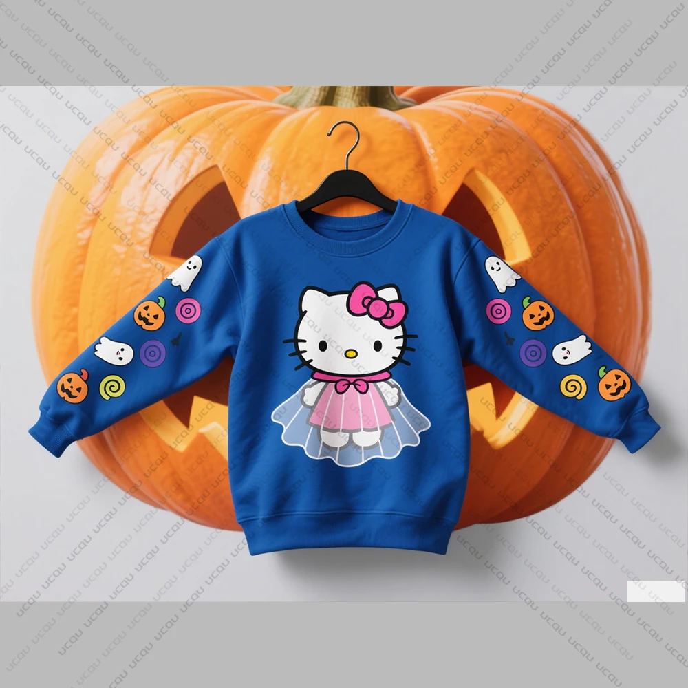 2025 Autumn Winter Hello Kitty Print Women's Sweatshirt Sporty Casual Style With Plus Size Streetwear Trendy Hip-Hop Style