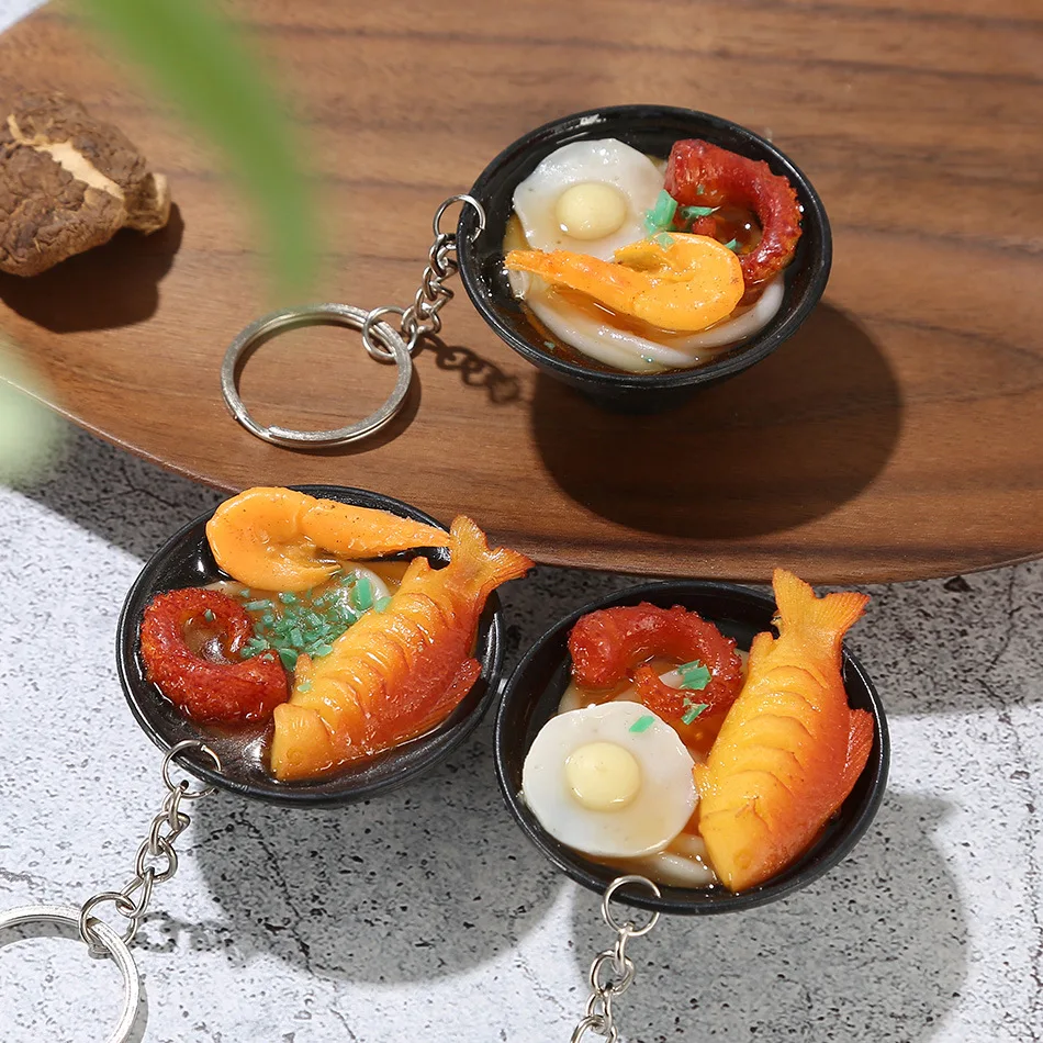 Simulation Ramen Keychain Japanese Sushi Udon Bowl Ramen Keychain Car Bag Pendant Photography Props Jewelry Christmas Gift