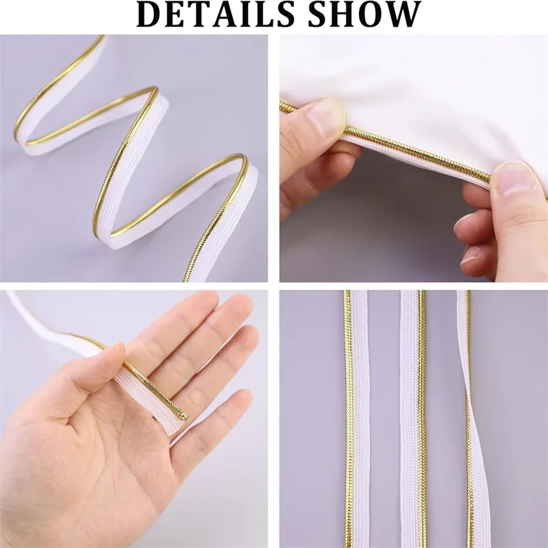 Piping Trim with Metallic Lip for Sewing