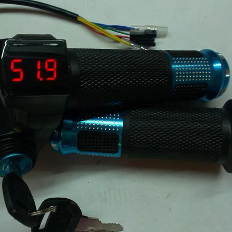 2pcs/1Pair Universal Electric Bike Throttle with LCD Display Indicator Gas Handle for 12-99V E-Motorcycle Bicycle Parts