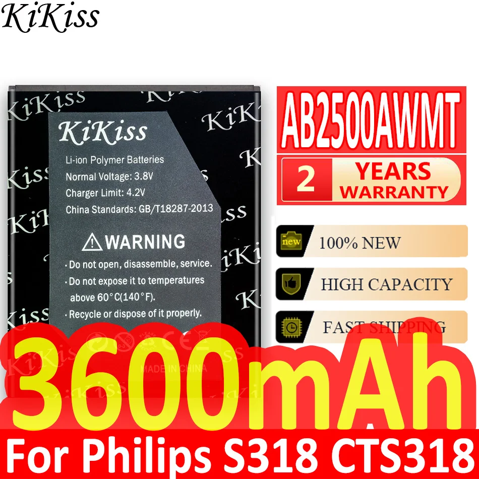 High Performance Mobile Phone Battery For Philips S318 CTS318 3600mAh AB2500AWMT