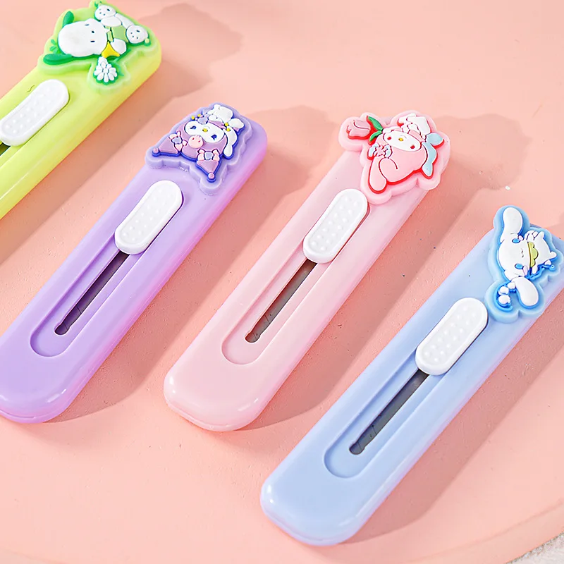 8/16pcs Sanrio Art Utility Knife Kuromi Melody Pachacco Cinnamoroll Express Box Knife Paper Cutter Refillable Blade Stationery