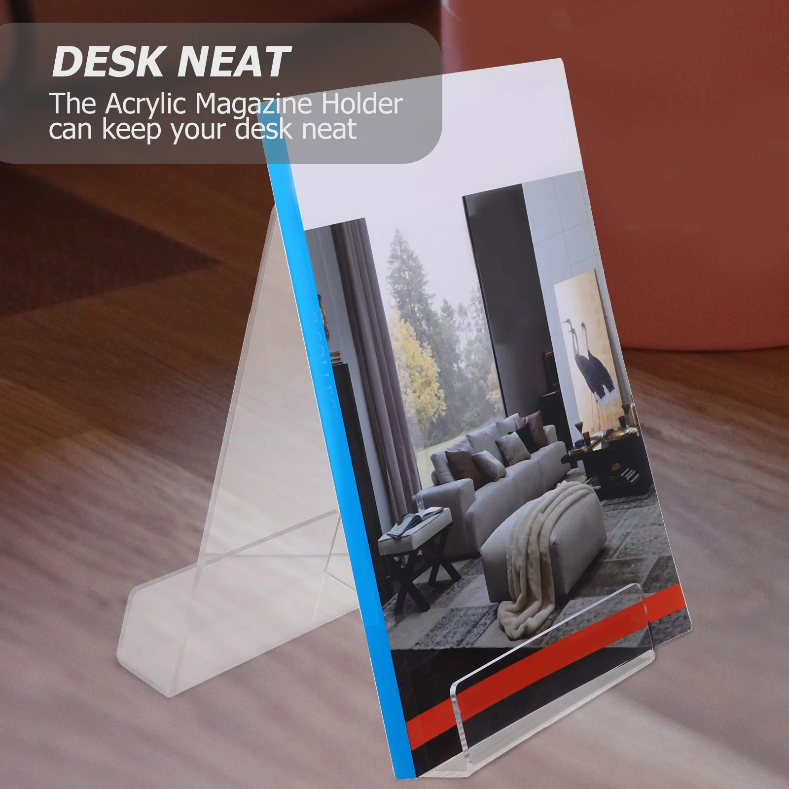 

Clear Acrylic Desktop Book Holder Simple Shaped Phone Stand Tabletop Rack for Books Magazines Documents Organizer