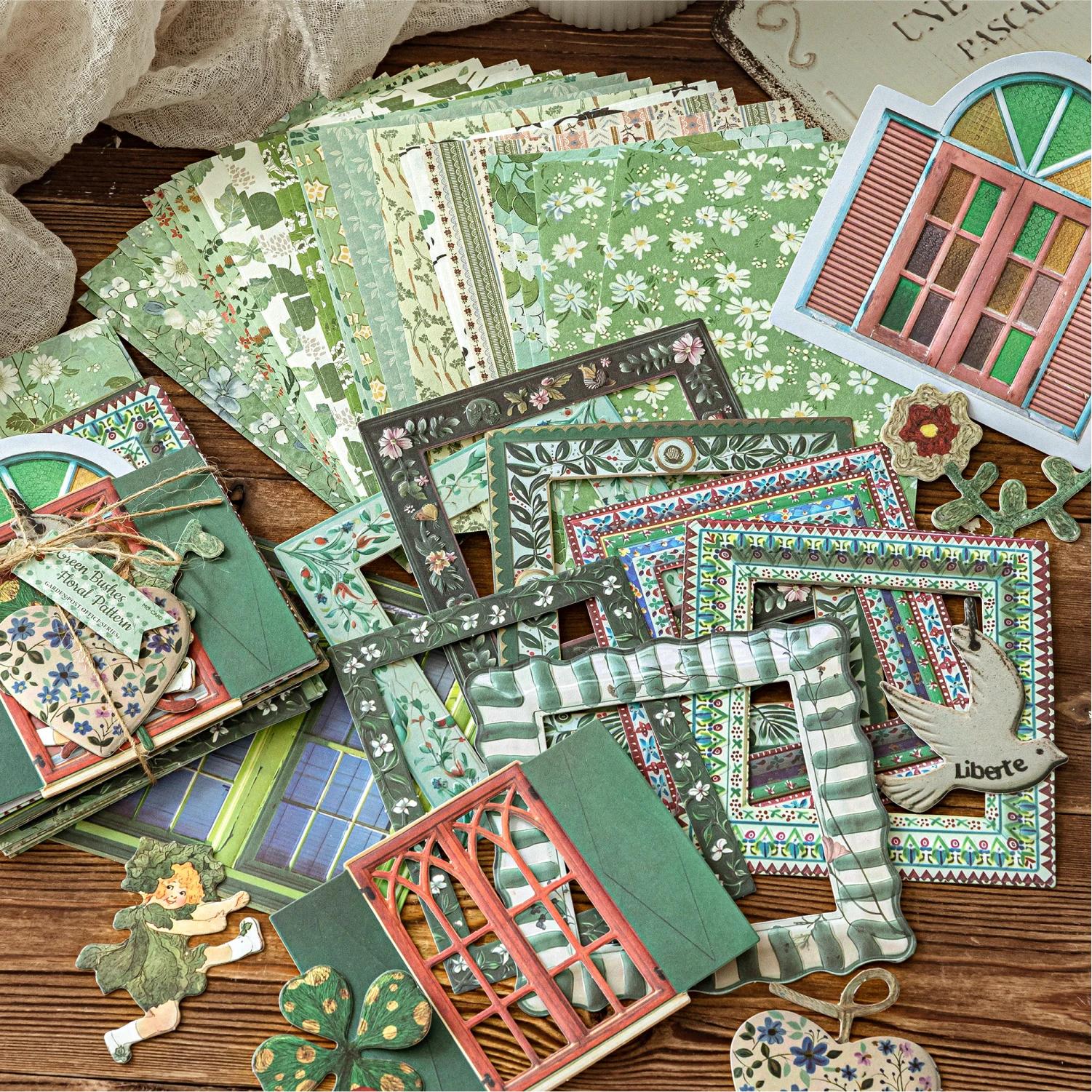 Journal GO 45pcs Garden Post Office Scrapbooking Material Pack DIY Card Making Collage Journal Notebook Envelope Decor Materials
