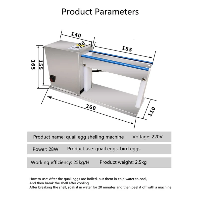 Commercial High Quality Automatic Quail Egg Sheller Stainless Steel Large-Capacity Peeling Machine for Boiled Quail Eggs