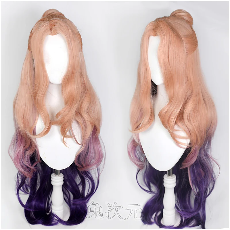 Seraphine Cosplay Wig LOL Ocean Song Pink Purple Mixed Long 100cm Buns Synthetic Hair Heat Resistant Halloween Party Role Play