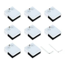 8Pcs White Glass Clamps Fit 8-10mm Thickness Glass for Parapet Stairs Handrail 304 Stainless Steel Glass Clip Bracket