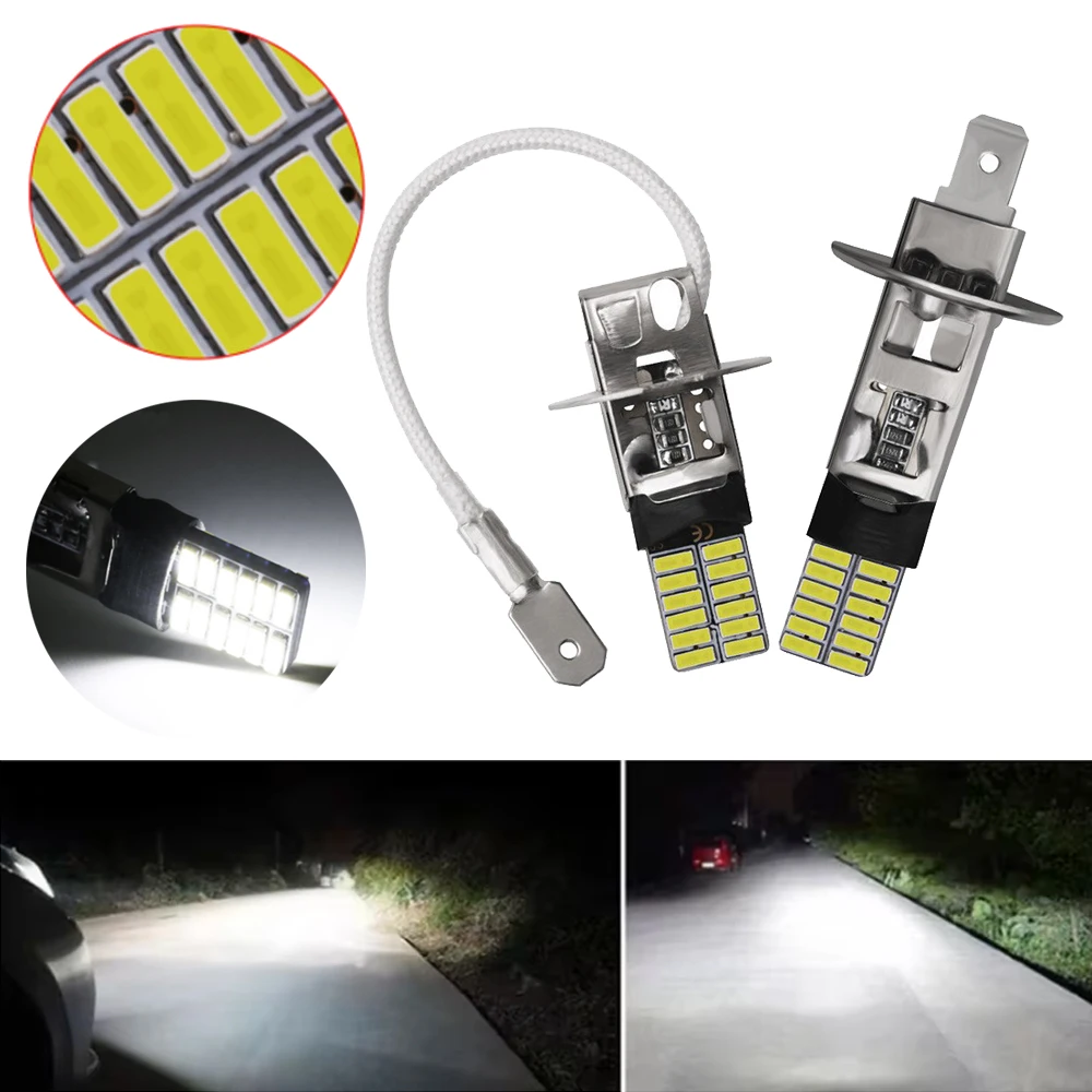

4Pcs Fog Light LED H1 H3 4014 24SMD Bulb Super Bright Canbus Auto Leds Turn Driving Lamp Car accessories 6000k 12V White