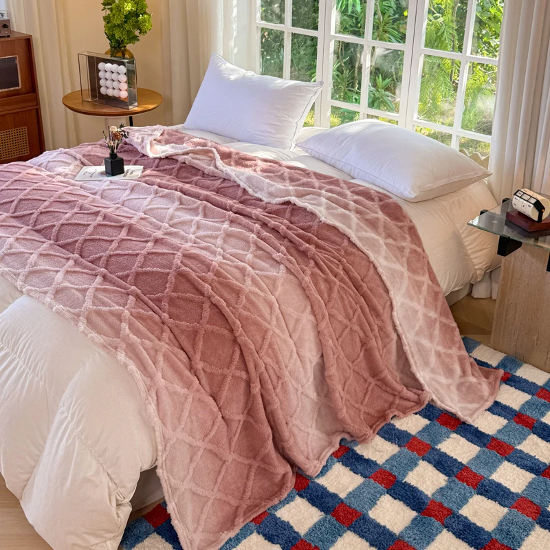 2026 New Meiling Pattern Gradually Changing Jacquard Blanket Napping Blanket Blanket Blanket Christmas Gift, Birthday Gift
