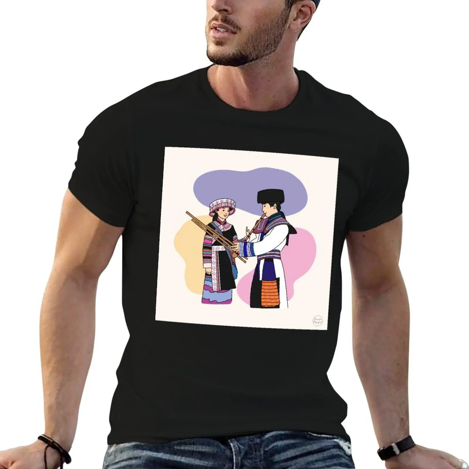 Hmong Couple Instrument (meiyudesigns) T-Shirt Lightweight Basic Short Sleeve Shirt