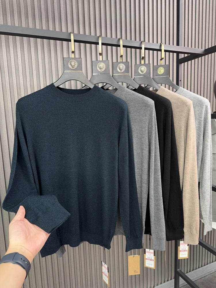 

Svip Fiber Queen 00 Wool Casual round Ne Knitted Sweater Men's Warm Comfortable Autumn Winter Pure Color Knitwear