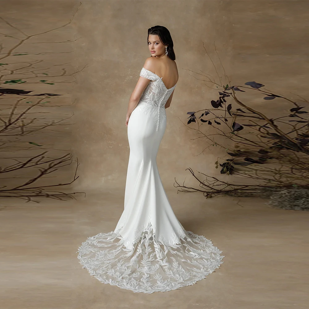 Customised Lace Wedding Dress for Bridal 2025 Matte Satin Illusion Long Bride Dresses Sheath Modern Bridal Gown