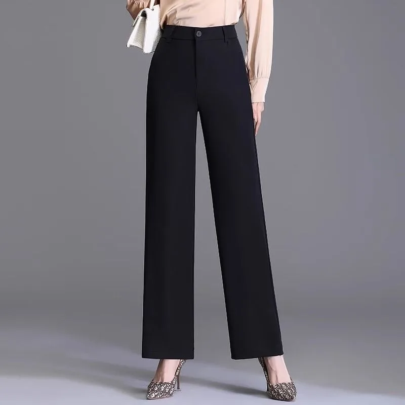 

Широкие брюки с высокой талией, свободные костюмные брюки, новые осенне-зимние универсальные драпированные узкие прямые брюки