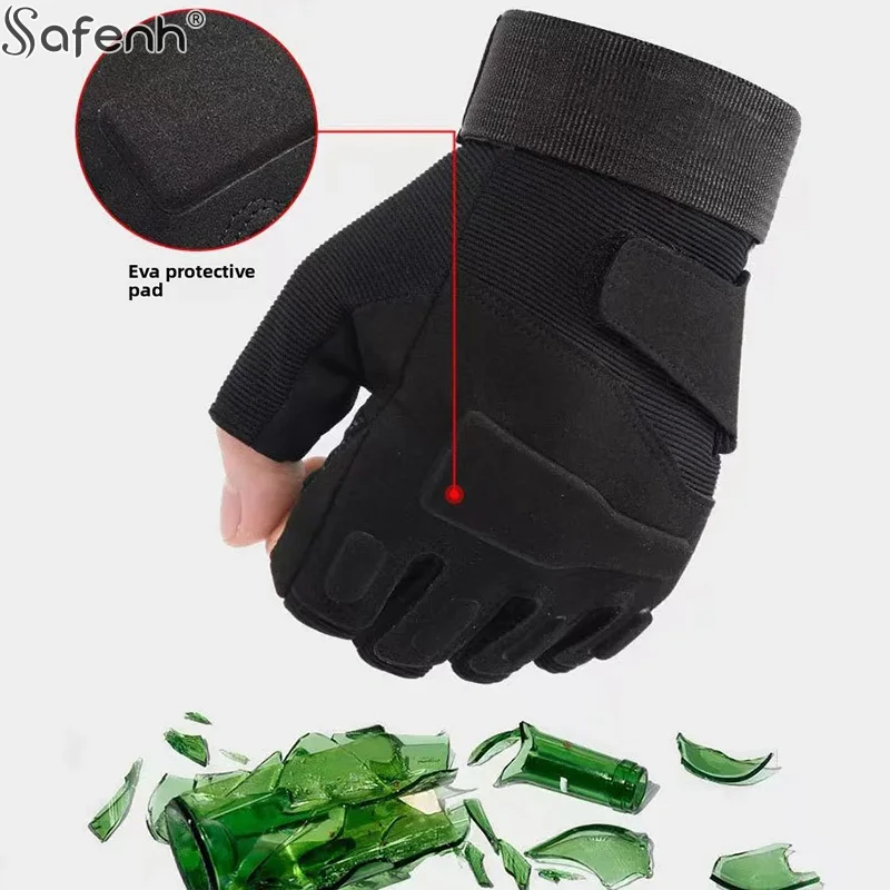 1 زوج في الهواء الطلق التكتيكية نصف اصبع قفازات الرياضة قفازات نصف اصبع الرجال النساء القتالية اطلاق النار الصيد اللياقة البدنية أصابع قفازات