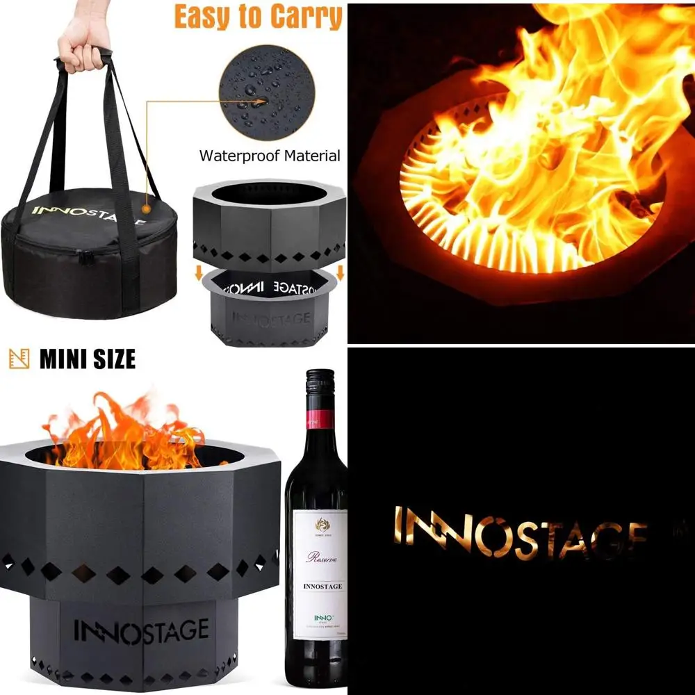 

Portable 13 Wood Pellet Fire Pit with Low Smoke Camping Stove for Outdoor Picnic and Beach Cooking