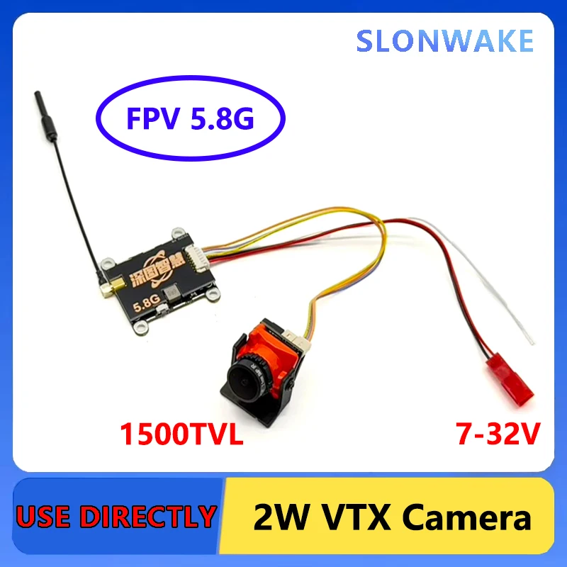 SLONWAKE 5.8G Long Range Transmitter VTX FPV 200/500/1000/2000mW adjustable 1500TVL Camera CMOS 2.1MM for RC Drones & Vehicles
