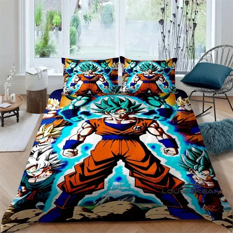 Parure de lit imprimée sur le thème de Dragon Ball, Son Goku, dessin animé/anime : cette parure douce et confortable comprend une housse de couette et une taie d'oreiller.