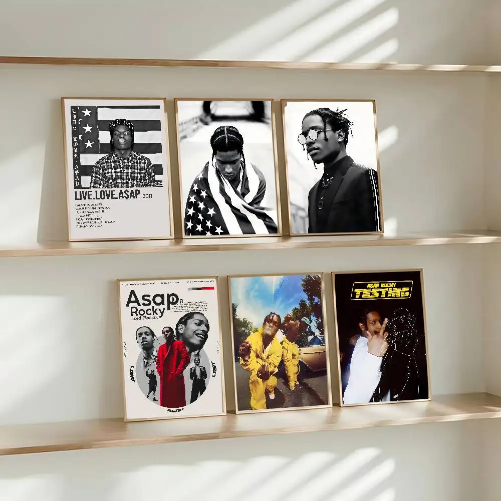 المغني A$AP روكي ملصق فني ذاتي اللصق ورق أبيض يطبع الملصقات الفنية ديكور المنزل