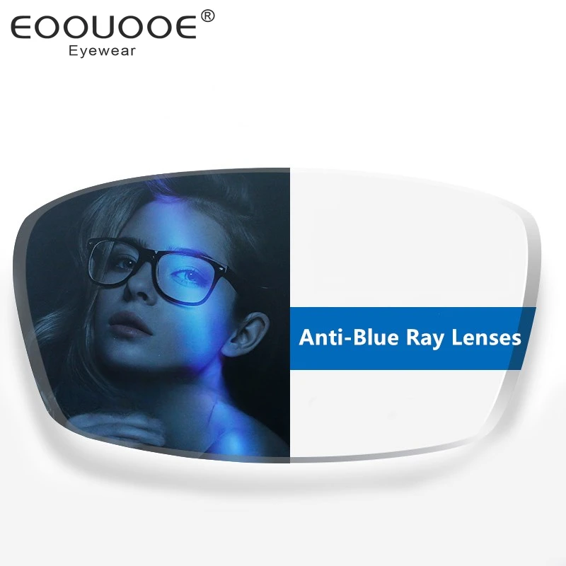 EOOUOOE-lentes graduadas de resina para miopía e hipermetropía, lentes ópticas antirayos azules, CR-39, 1,56, 1,61, 1,67, 1,74