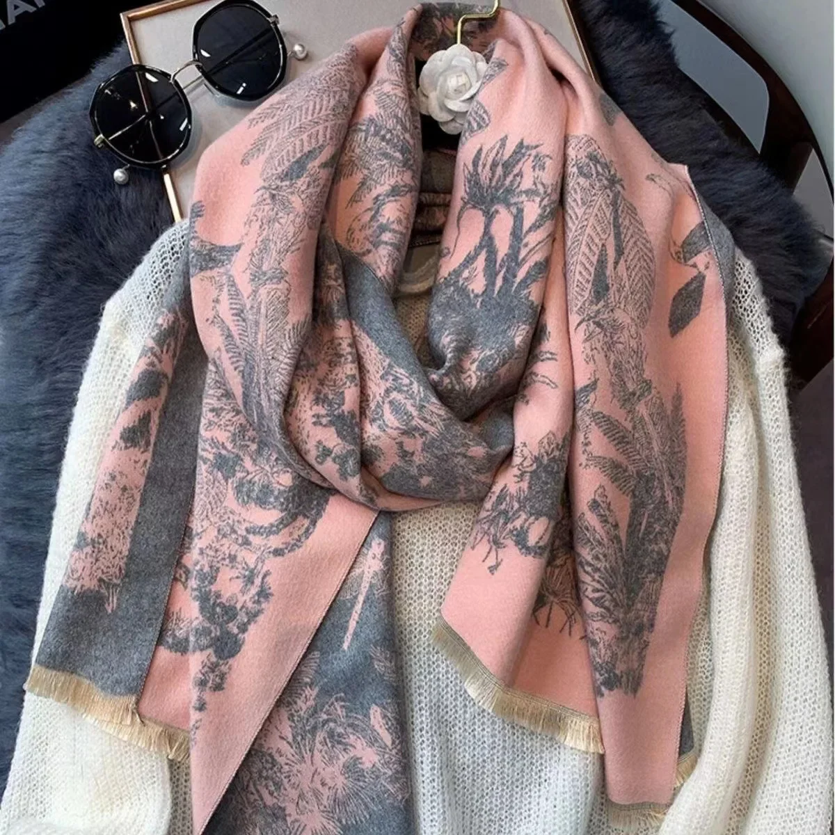 Thick Luxury Scarf Winter Women Shawls Warm Blanket Wraps 2023 Fashion Female Foulard Bandana Print Scarves Neckerchief New