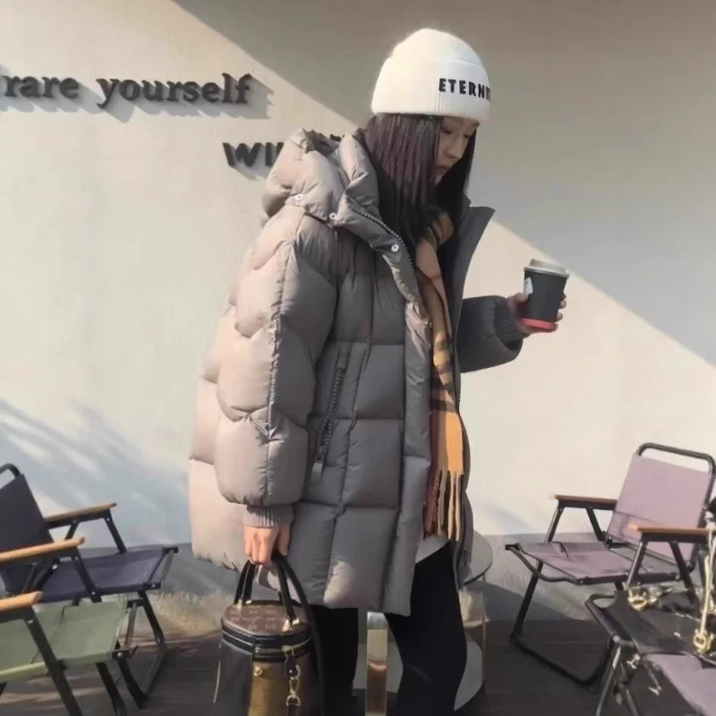سترة نسائية قصيرة للأسفل 2025 شتاء جديد وصول ركاب نمط عصري مقنع معطف سميك دافئ