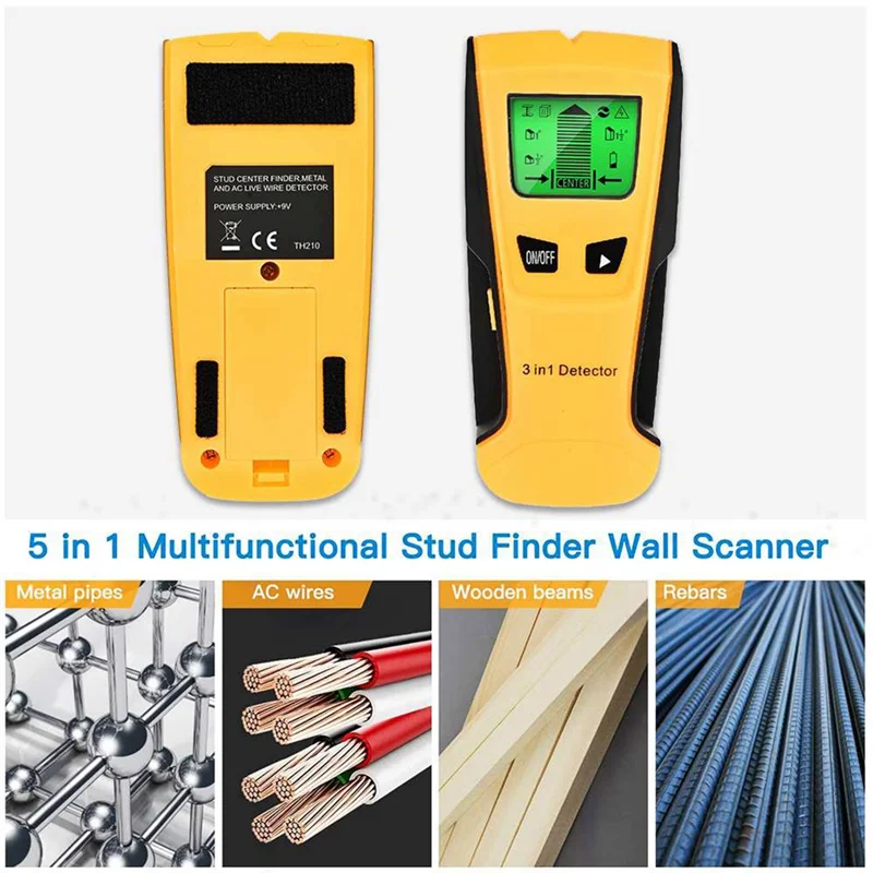 AB53 Cercatore scanner da parete Rilevatore da parete Metal detector da parete Trova borchie in metallo e legno Rilevamento cavo sotto tensione CA